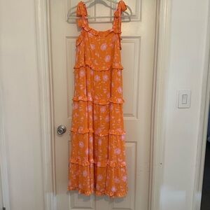 Buddy Love Vibrant Orange and Pink Floral Dress